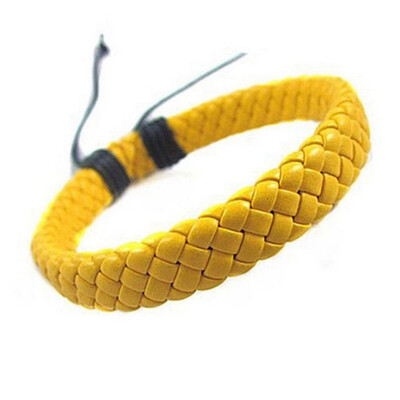 

Retro Original Colorful Wax Line Manual Weaving Cowhide Bracelet Unisex Pair Jewellery