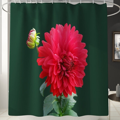 

Gobestart New Waterproof Shower Curtain with 12 Hooks 3D Printed Bathroom Polyester