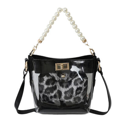 

2pcsset Vintage Leopard Print Clutch Clear Women Leather Shoulder Handbags
