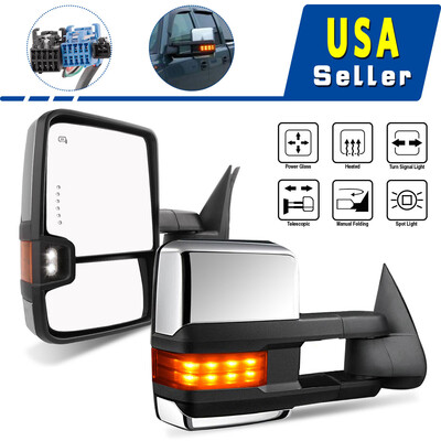 

Tow Mirrors for 03-06 Silverado Sierra Chrome Power Heated Amber Signal Light