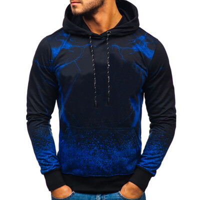 

Toponeto Mens Fashion Long-sleeved Round Neck Gradien Color Printing Sweater Blouse