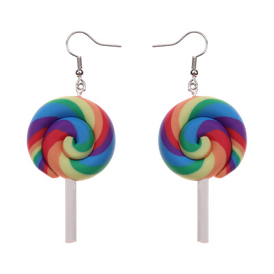 

Rainbow swirl Lollipop Earrings earring candy costume trendy Style woman girl Jewelry