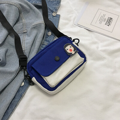 

Fashion temperament color crossbody bag chic casual wild shoulder bag female 2019 new cartoon cute canvas bag