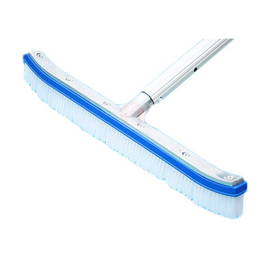 

18 inch Curved Swimming Pool Wall Brush Aluminum Handle Spa Wall Floor Pond Corner Cleaning Brush