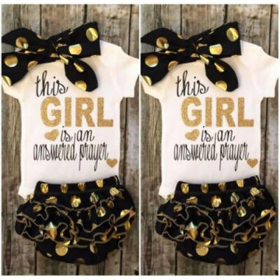 

Newborn Baby Girl Romper Shirt Tops Bloomer Shorts Dress Clothes 3pcs Outfit Set