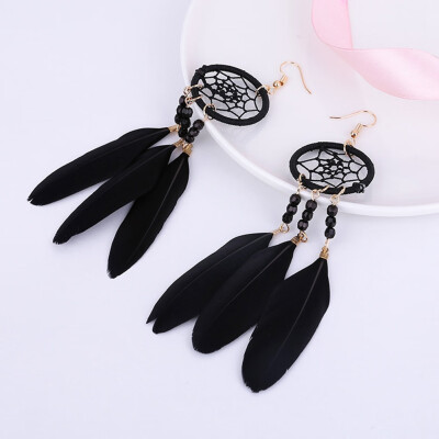 

Chic Women Dream catcher Feather Bohemian Gypsy Drop Dangle Earrings