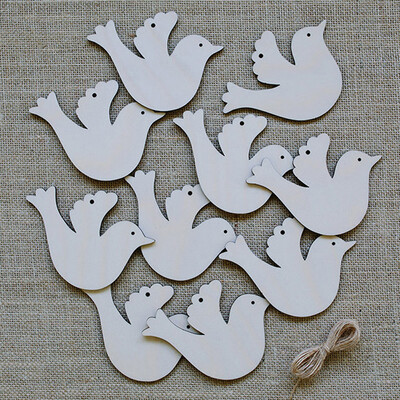 

〖Follure〗10 Pcs Christmas Wood Chip Tree Ornaments Xmas Hanging Pendant Home Decor Gifts