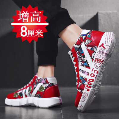 

autumn students doodle mens shoes mens sports casual shoes summer canvas height-increasing skate shoes