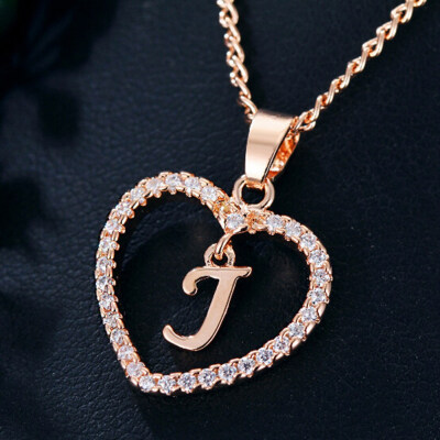 

Womens Heart Pendant Necklace with Cubic Zirconia&Letter Pendant Necklace Gift for Women or Girls