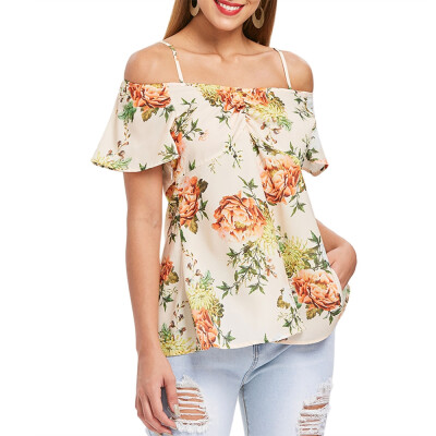 

Cold Shoulder Floral Print Top