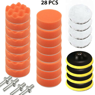 

28 Car Polisher Gross Polish Pad Buffer Waxing Buffing Polishing Sponge Pads Kit