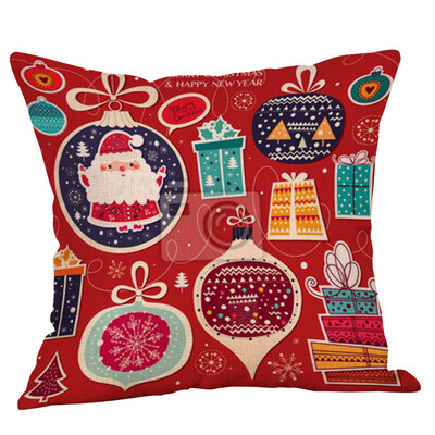 

Siaonvr Cotton Linen Christmas Santa Claus Tree Zipper Closure Pillow Case Throw Cushion