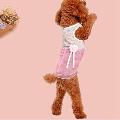 

Pet Dog Summer Thin Floral Silk Knot Bow Tutu Dress Pet Clothes Princess Dress Clothing Accessories for Puppy Decoration