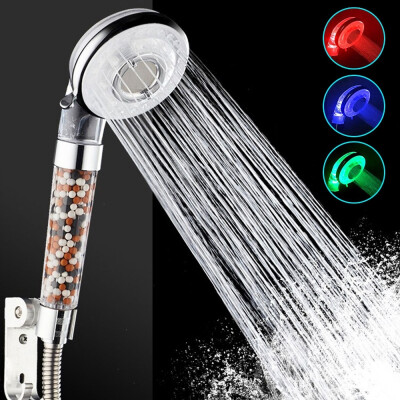 

LED Shower Head with 3 Modes Double Filter System Spray Head 7 Colors Handheld High Pressure Spa Showerhead