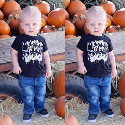 

Newborn Boys Baby kids Toddler clothes round neck pullover letter print T-shirts short sleeve Geometry cotton summer Tops one