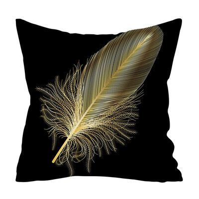 

〖Follure〗Gold Plant Printed Polyester Pillow Case Cover Sofa Cushion Cover Home Decor A