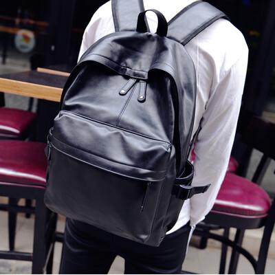 

Double-shoulder bag Korean tide business casual fashion travel computer backpack PU leather high school students bag