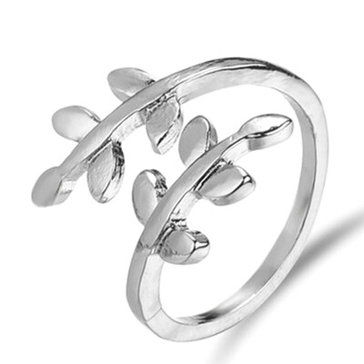

Women Girls Ring Charms Olive Tree Branch Leaves Open Rings Adjustable