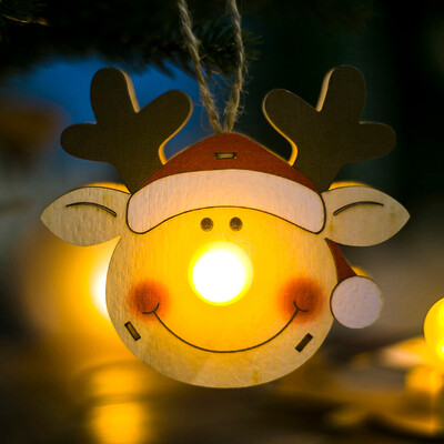 

〖Follure〗LED Light Wooden Dolls Christmas Ornaments Tree Hanging Decor Home Decoration