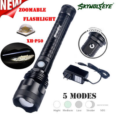 

Saidsome Sky Wolf Eye Outdoor XH-P50 5 Modes Aluminum Flashlight Zoomable flashlight lamp