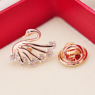 

Cute swan neckline brooch blouse v-neck small accessories