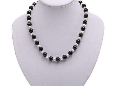 

YIAILI 10mm agate pearl necklace stylish&simple temperament 8095