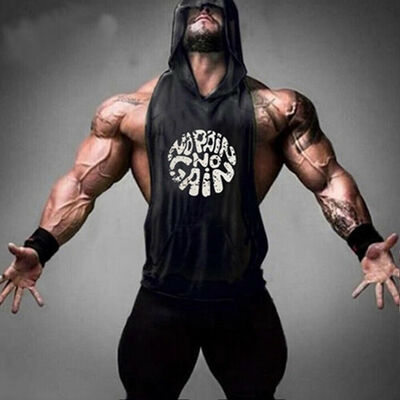 

Hot Men Gym Clothing Bodybuilding Stringer Hoodie Tank Tops Muscle Hooded Shirts
