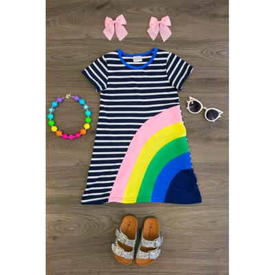 

Toddler Baby Girls Rainbow Dress Kids Cotton Summer Skirt Party Dress
