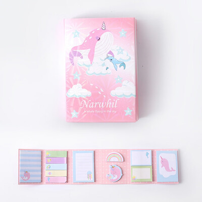 

Cute NoteNarwhal 6 Folding Memo Stickers Pad Cartoon Note Student Stationery Notepad