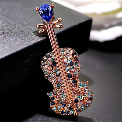 

brooch Corsage Collar Couple Day Lovely Valentine Flower Fashion Collar Violin Crystal