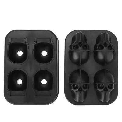 

4 Holes Silicone Bones Skull Ice Cube Mold Cake Candy Tray Halloween Gift