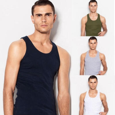 

Fashion Inner Bottoming Vest Men Slim Solid Color Sport Fitness Vest