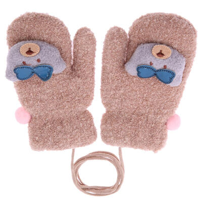 

Unisex Soft Winter Baby Bear Gloves Cotton Kids Full Finger Knitted Mittens