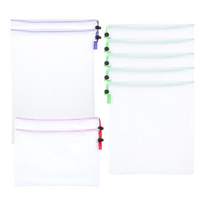 

9pcs Reusable Mesh Bags Fruit Vegetables Kitchen Drawstring Storage Bag