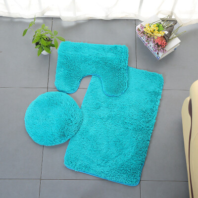 

〖Follure〗3pc Bathroom Set Rug Contour Mat Toilet Lid Cover Plain Solid Color Bathmats