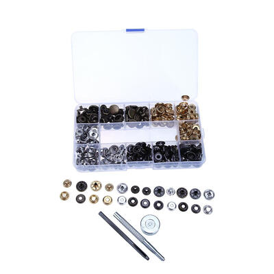 

80sets Prong Snap Buttons Poppers Press Plier Rod Rubber Ring Combination