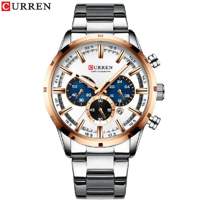 

CURREN 8355M Men Quartz Watch Stainless Steel Band Fashion Multifunction Wristwatch 3ATM Luminous Display Chronograph Calendar Dat
