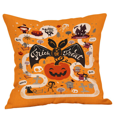 

Toponeto Happy Halloween Pillow Cases Linen Sofa Cushion Cover Home Decor