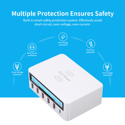 

Smart Charging Station with 6 Ports LCD USB Charging Dock Wireless Charger of Universal Compatibility Charging Station for Family