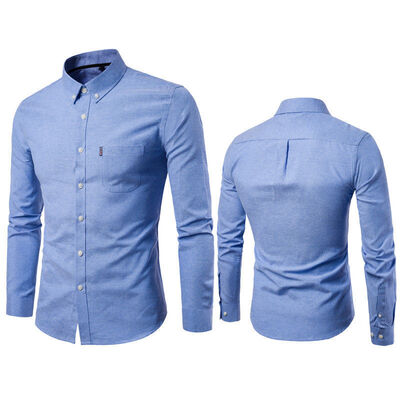 

SUNSIOM Mens Slim Fit Business Shirt Long Sleeve Dress Shirts Denim Cotton T-Shirt Tops