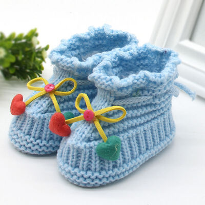 

WEIXINBUY Woolen Baby Shoes Infants Crochet Knit Fleece Warm Boots Toddler Girl Boy Wool Snow Crib Shoes Winter Booties
