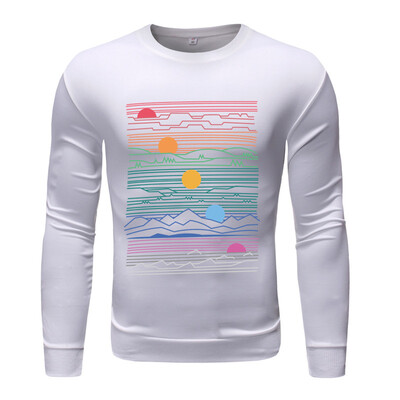 

Toponeto Mens Fashion Long-sleeved Round Neck Solid Color Printing Sweater Tops Blouse