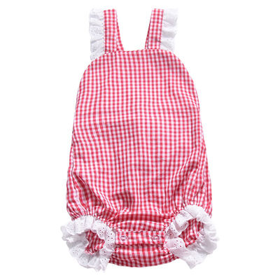 

2019 Toddler Infant Newborn Baby Girls Kids Short Sleeve Romper Outfits Playsuit Jumpsuit Plaid Clothes 0-3T