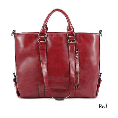 

2019 Quality Design Women Handbag Lustrous PU Leather Shoulder Bags Fashion Ladies Solid Double Straps Large Capacity Bags