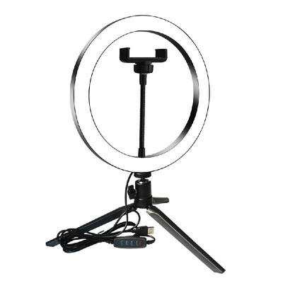 

DC5V 7W LED Light Round Selfie Camera Lamp with Mini Tripod USB Powered Operated 10 Levels Adjustable Brightness Dimmable Color T
