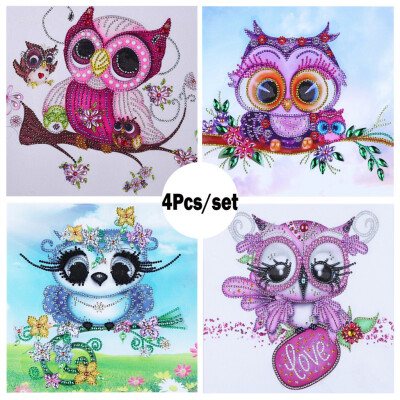 

Siaonvr 4PcsSet Special Shaped Diamond Painting DIY 5D Partial Drill Cross Stitch Kits