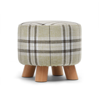 

Ottoman Pouf Round Fabric Creative Solid Wood Thickened Footstool Padded Foot Rest Folding Storage Seat Stool with Removable Cover