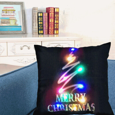 

Gobestart The New Color Lights Christmas Pillow LED Lights Pillow Creative Printing LinenA