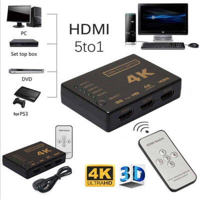 

3 Port 1080p HDMI Switch Switcher Selector Splitter Hub with IR Remote for HDTV