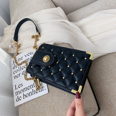 

Summer rhombic chain mobile phone bag female 2019 new Korean version of the wild single shoulder slung fashion rivet small square bag